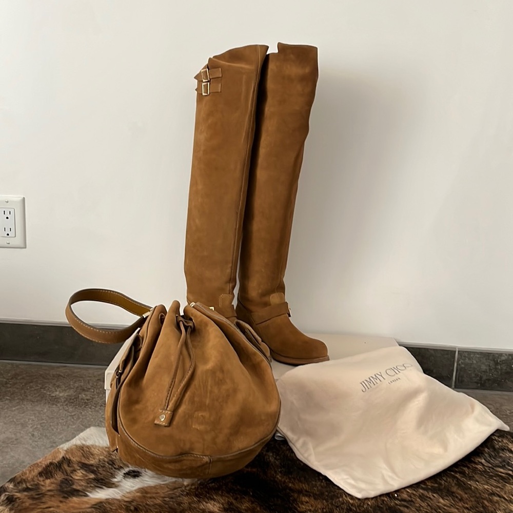 Jimmy Choo suede bag.